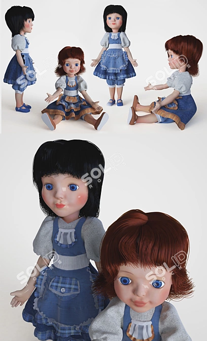 Vintage Soviet Doll: 80s LenIgrushka 3D model image 3