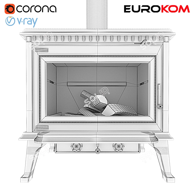 Eurokom Richard Cast Iron Stove 3D model image 3