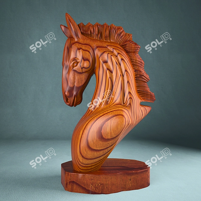 Wooden Horse Sculpture 3D model image 1