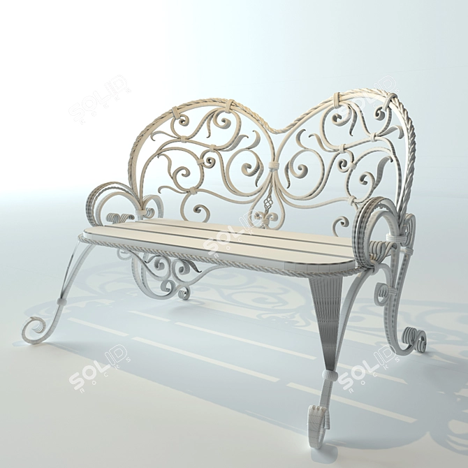 Elegant Outdoor Bench 3D model image 3