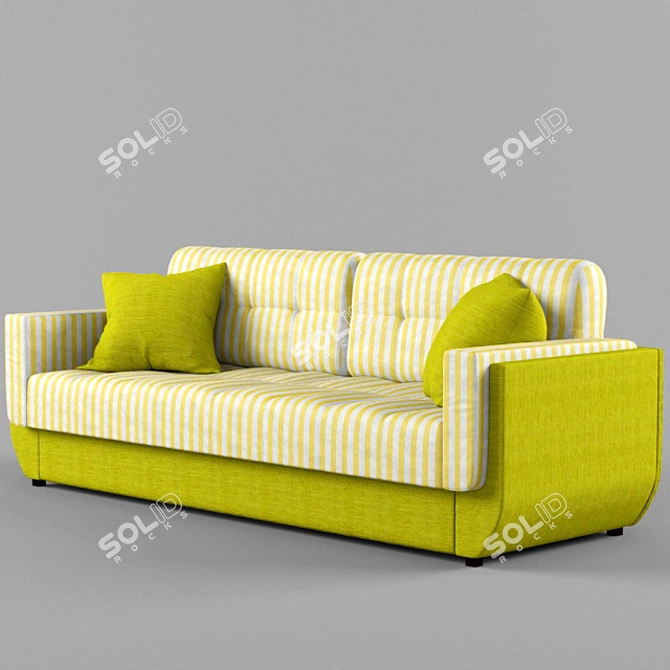 Contemporary Grey Fabric Sofa 3D model image 1