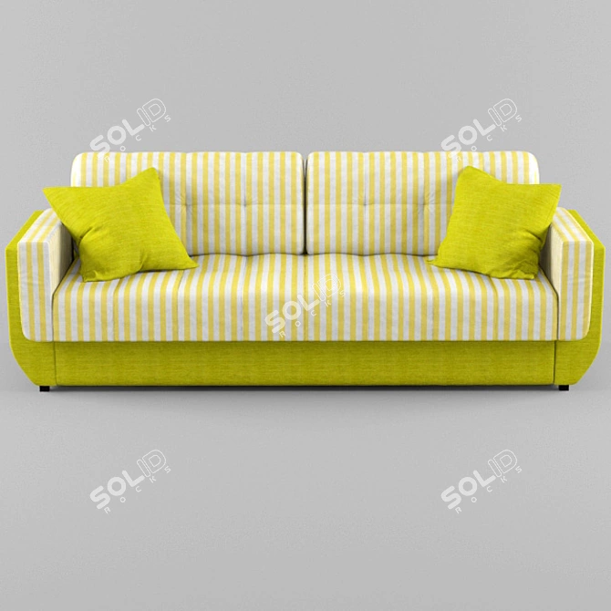 Contemporary Grey Fabric Sofa 3D model image 2