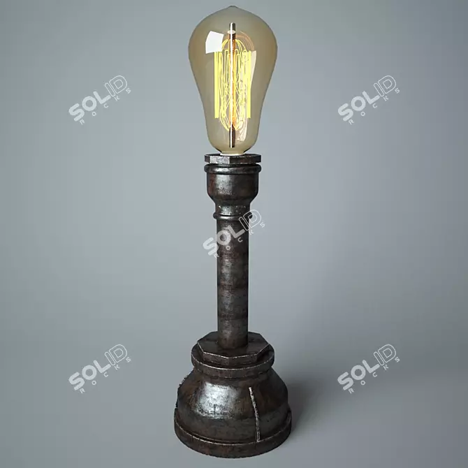 Vintage Pipe Table Lamp 3D model image 1