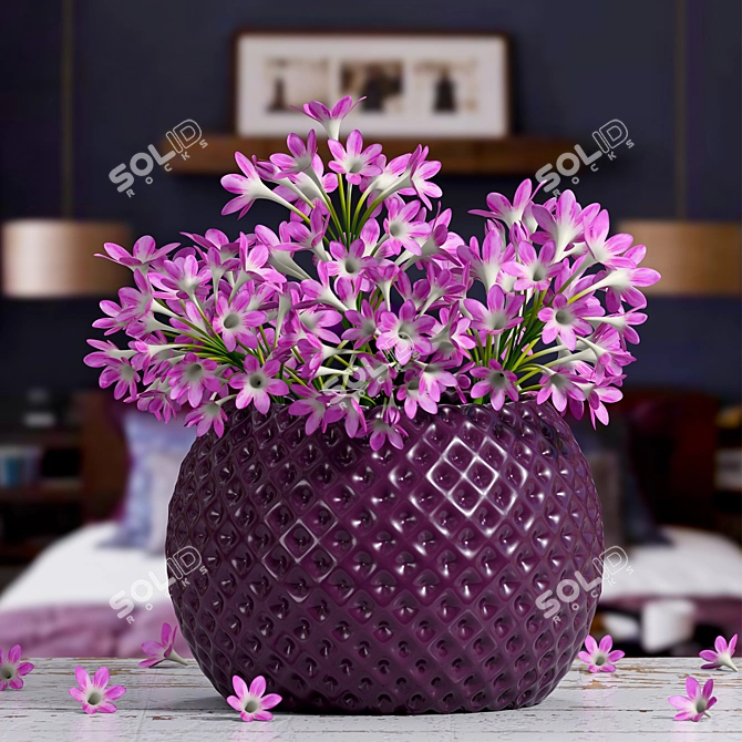 Elegant Pink Floral Vase 3D model image 2