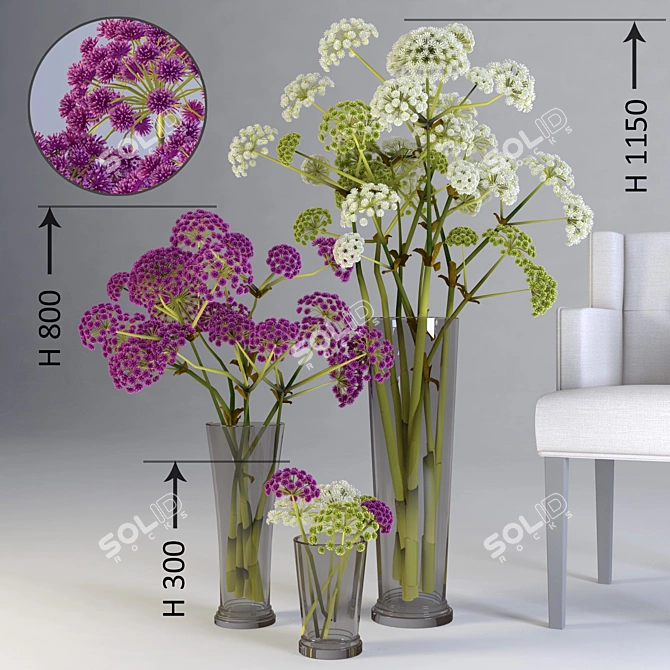 Floral Heights Trio 3D model image 1