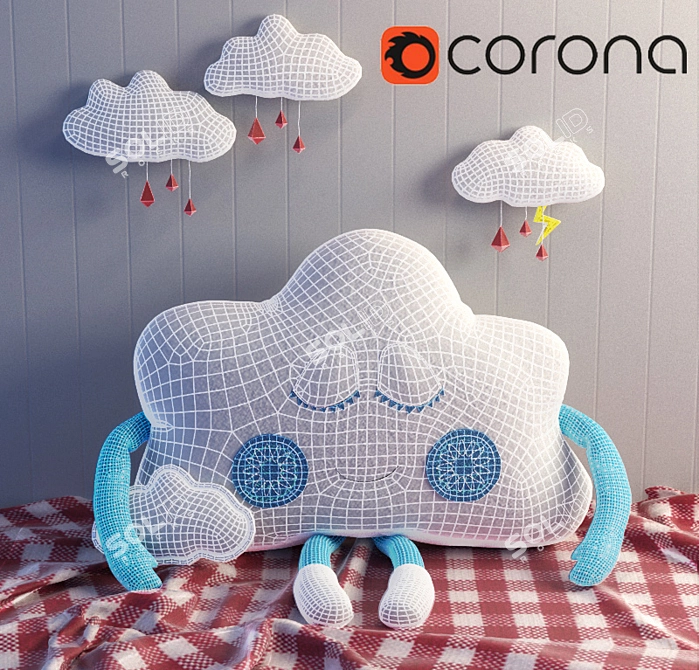 Handmade Cloud Pillow 3D model image 2