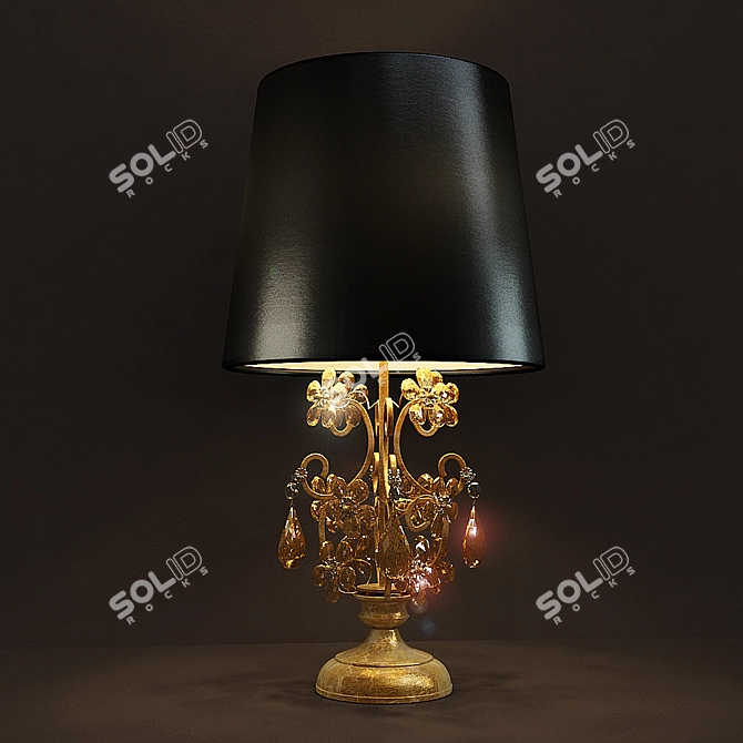 Elegant Gold Table Lamp with Silk Shade 3D model image 1