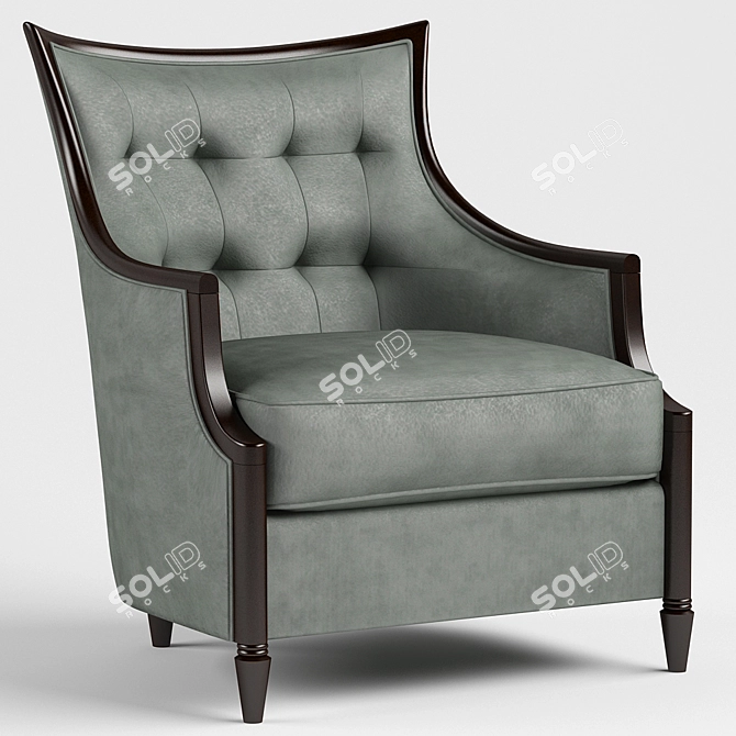 Elegant Blue Velvet Armchair 3D model image 1