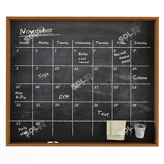 Calendar Chalk Board Frame 3D model image 2