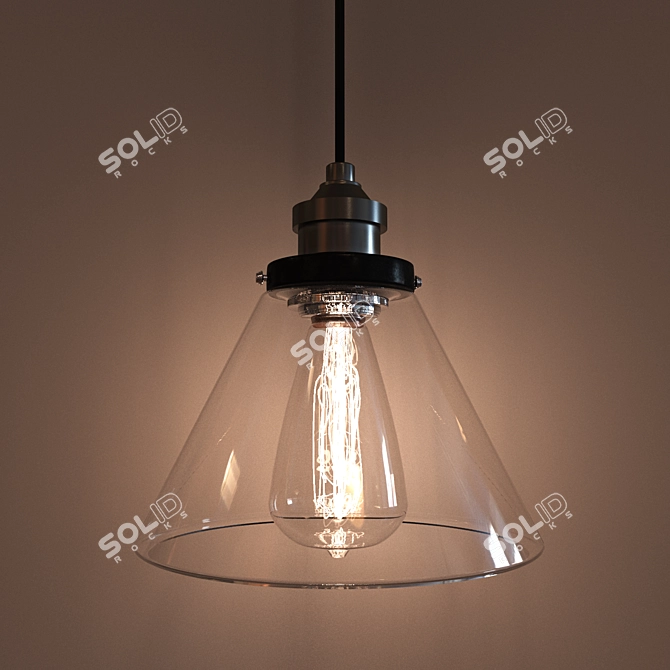 Title: Vintage Industrial Glass Lamp 3D model image 1