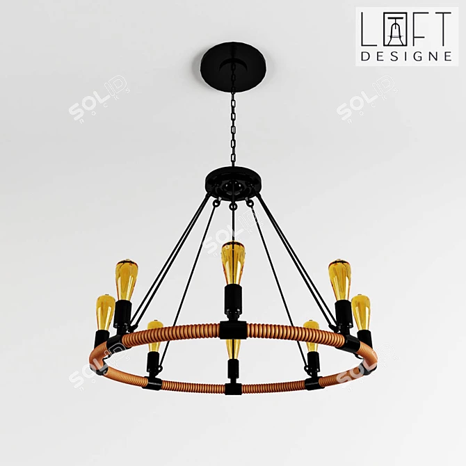 Industrial Loft Iron Chandelier 3D model image 1