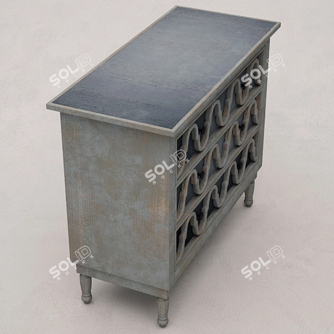 Rustic Wood and Metal Chest 3D model image 2