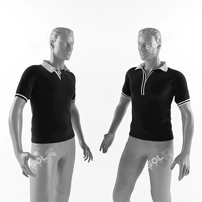 Versatile Two-Tone Polo Mannequin 3D model image 1