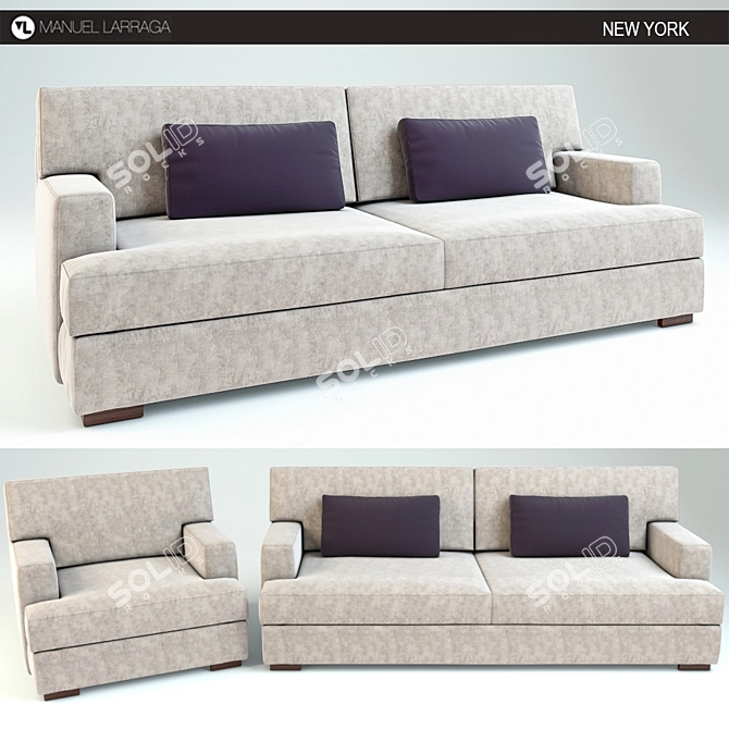 Elegant NYC Sofa Set 3D model image 1