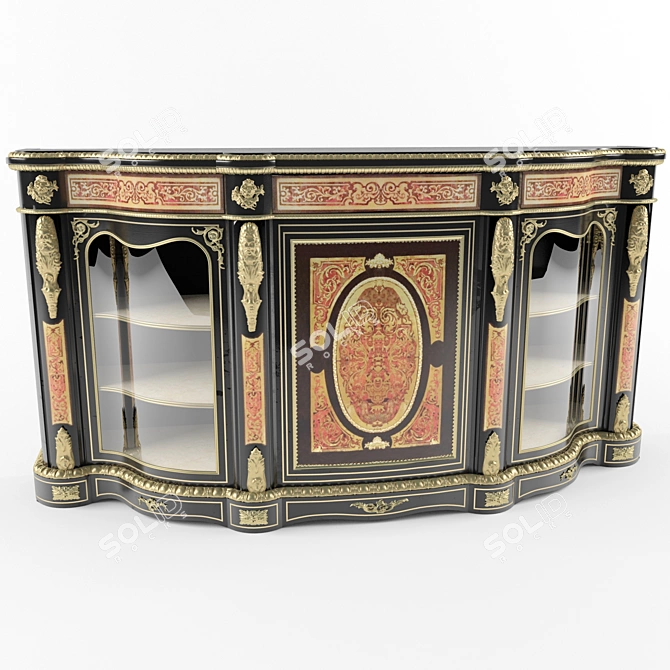 Elegant Boulle Chest: Space-saving Design 3D model image 1