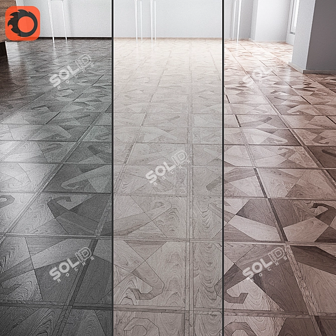 Title: 3-in-1 Parquet Flooring Collection 3D model image 1