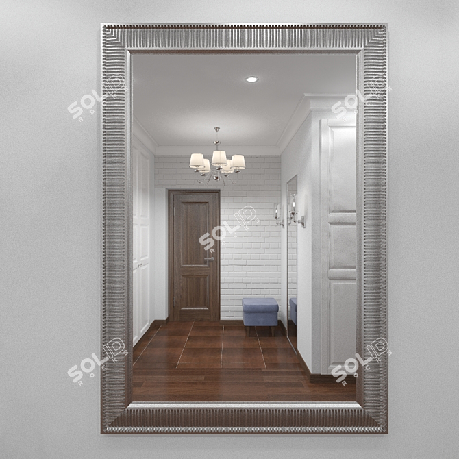 Sleek Silver Mirror: 91x130cm | 3D Max Compatible 3D model image 1