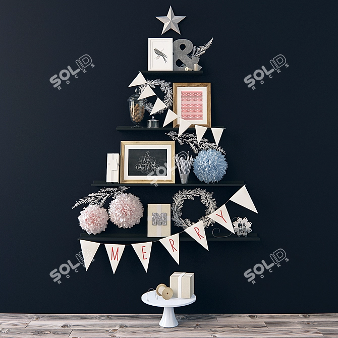 Unique Festive Tree Decor Set 3D model image 1