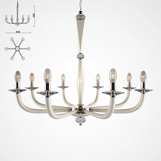 Elegante Oak Chandelier - 878mm*680mm 3D model image 1