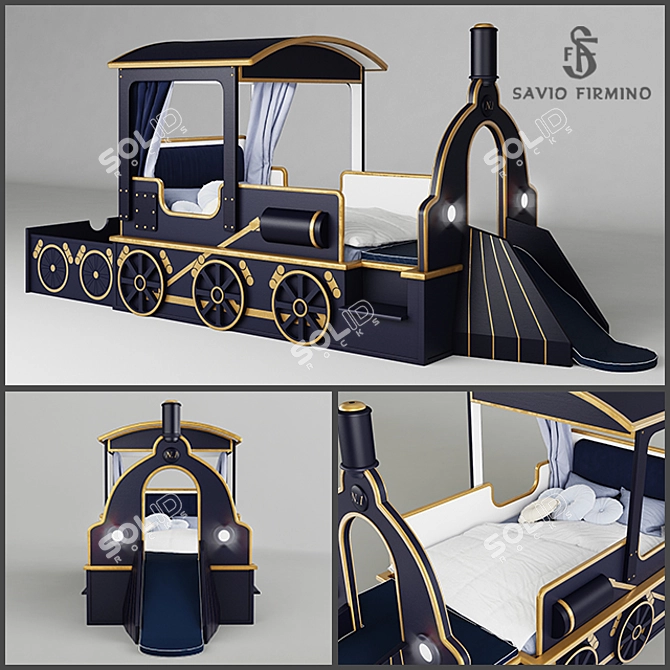 Savio Firmino Train-themed Kids Bed 3D model image 1