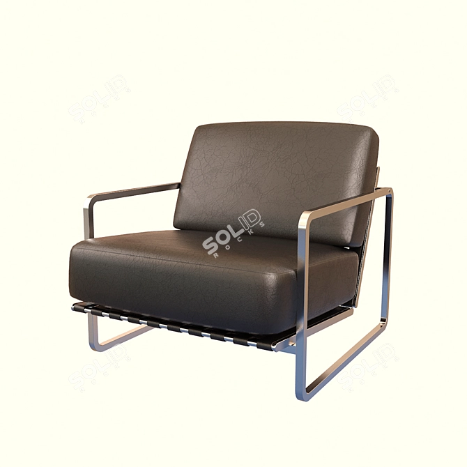 Zurigo Metal and Leather Armchair 3D model image 1