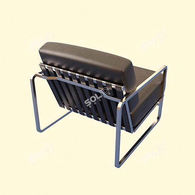 Zurigo Metal and Leather Armchair 3D model image 2