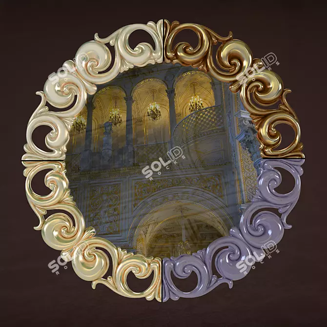 Elegant Round Mirror Olivia 3D model image 2