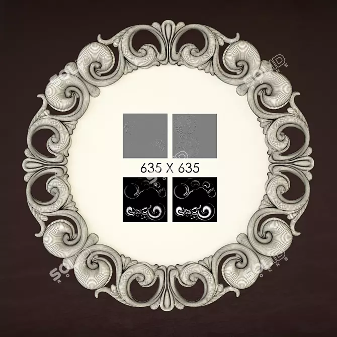 Elegant Round Mirror Olivia 3D model image 3