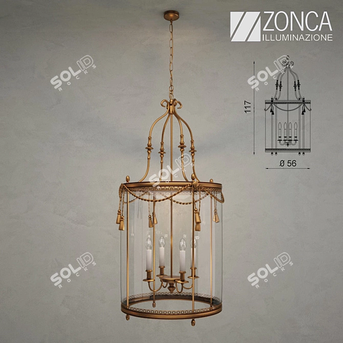 Zonca Lanterna Pendant: Elegant Italian Chandelier 3D model image 2