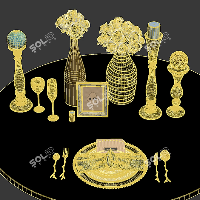 Elegant Dining Set 3D model image 2