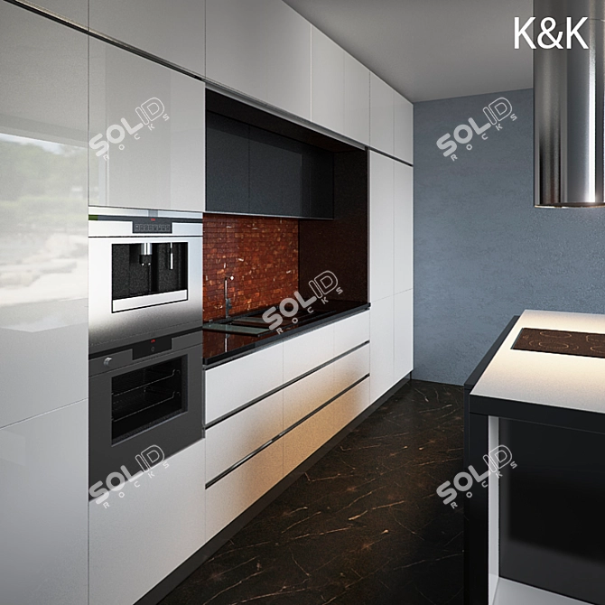 Contemporary Kitchen Furniture Set 3D model image 1