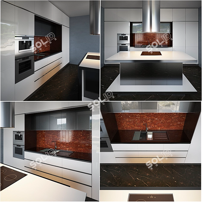 Contemporary Kitchen Furniture Set 3D model image 2