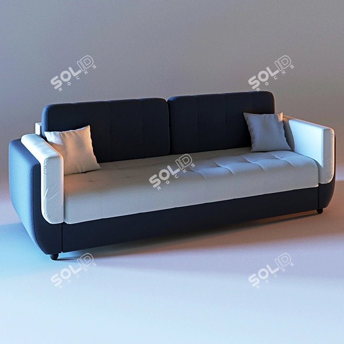 Sleek 3-Seater Sofa 3D model image 1