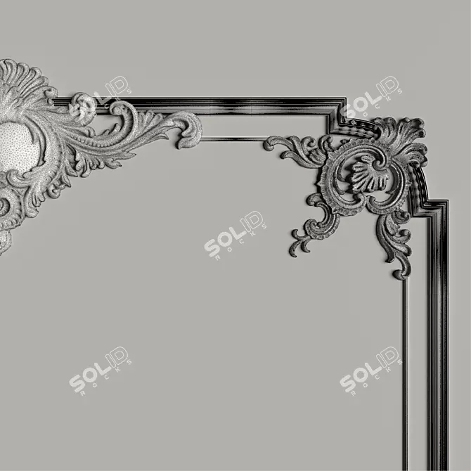 Elegant Gypsum Decor Mirror 3D model image 2