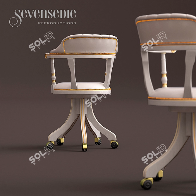 Vintage White Armchair Eleonora 3D model image 3