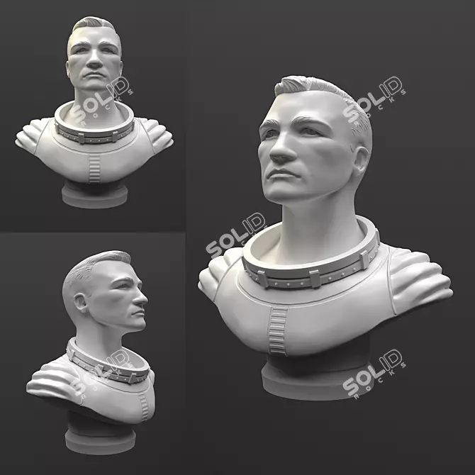 Cosmic Bust: Legendary Astronaut 3D model image 1