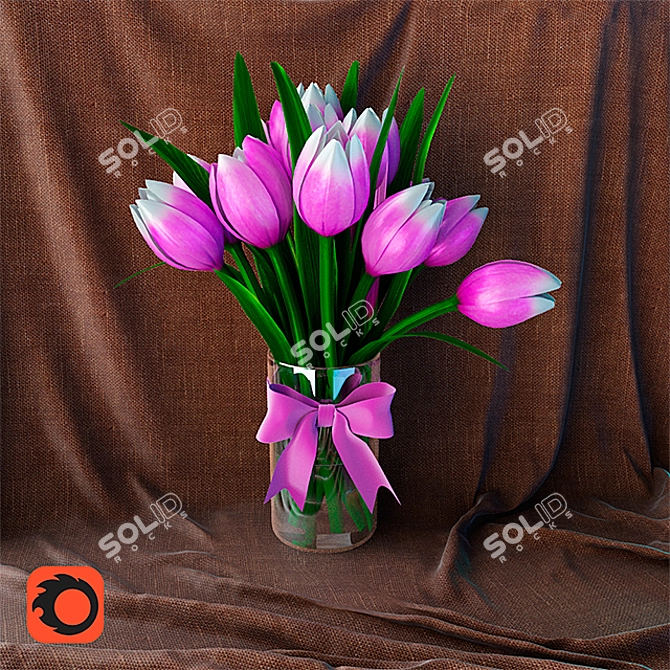 Elegant Blooming Tulip Vase 3D model image 1