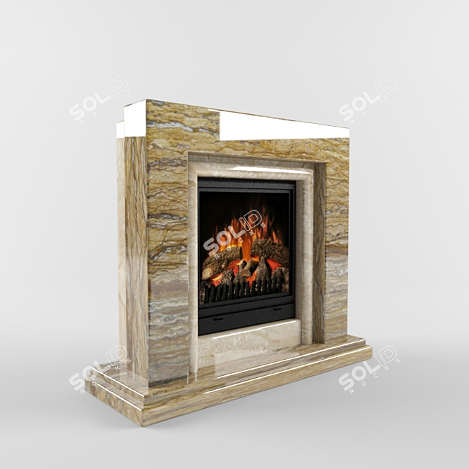 Elegant Marble Electric Fireplace 3D model image 2