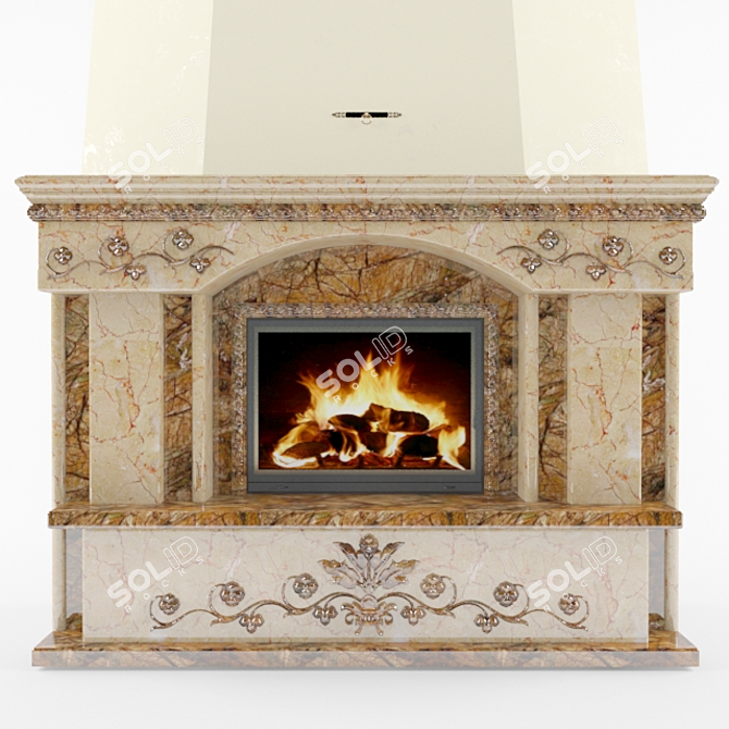 Elegant Marble Fireplace 3D model image 1