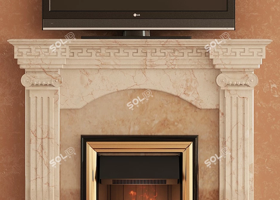 Elegant Electric Marble Fireplace 3D model image 2