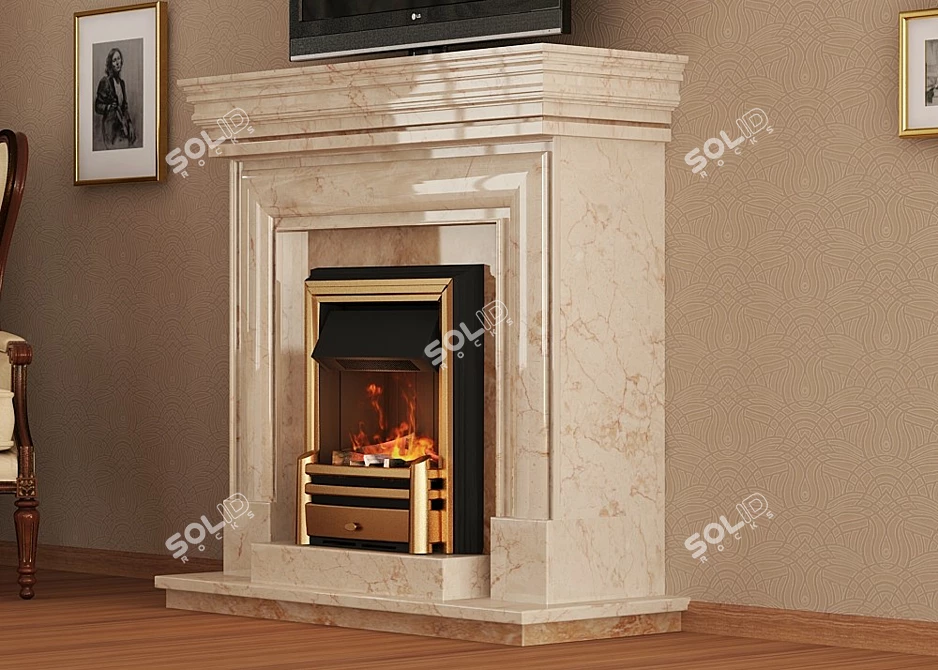 Marble Electric Fireplace 3D model image 2