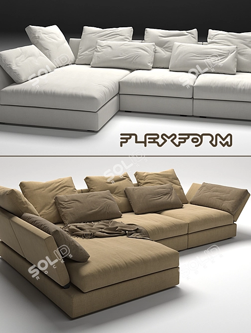 Flexform Sunny Sofa: Stylish and Spacious Seating 3D model image 2