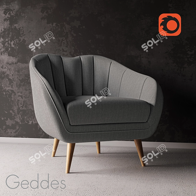 Glamorous "Geddes" Armchair: Vintage-Inspired Gatsby Style 3D model image 1