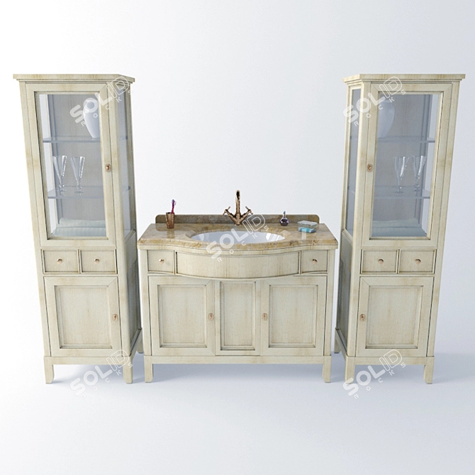 Elegant Tamigi Bathroom Furniture 3D model image 2