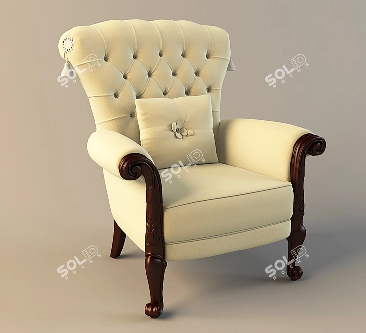 Classic Wooden Armchair: Volpi Gregorio 3D model image 1