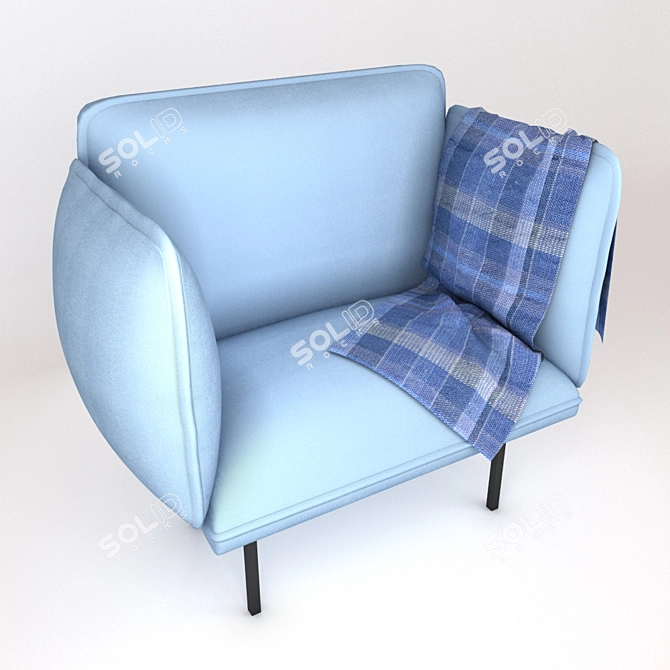 Cozy Blue Sofa 3D model image 1