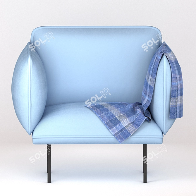 Cozy Blue Sofa 3D model image 2