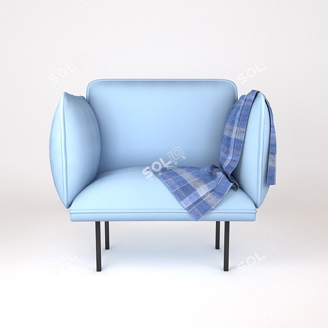 Cozy Blue Sofa 3D model image 3