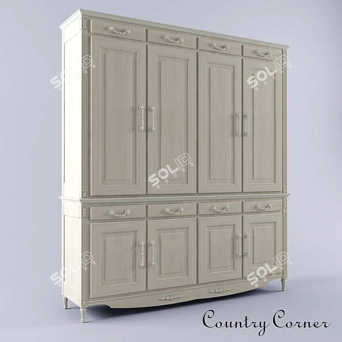 Provence-inspired Country Corner Wardrobe 3D model image 1