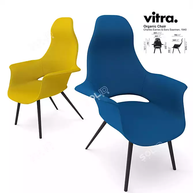 Vitra Organic Chair: Sleek and Stylish 3D model image 2